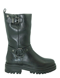 BOTA CORTA SS24813 PIEL NEGRA ARGOLLA